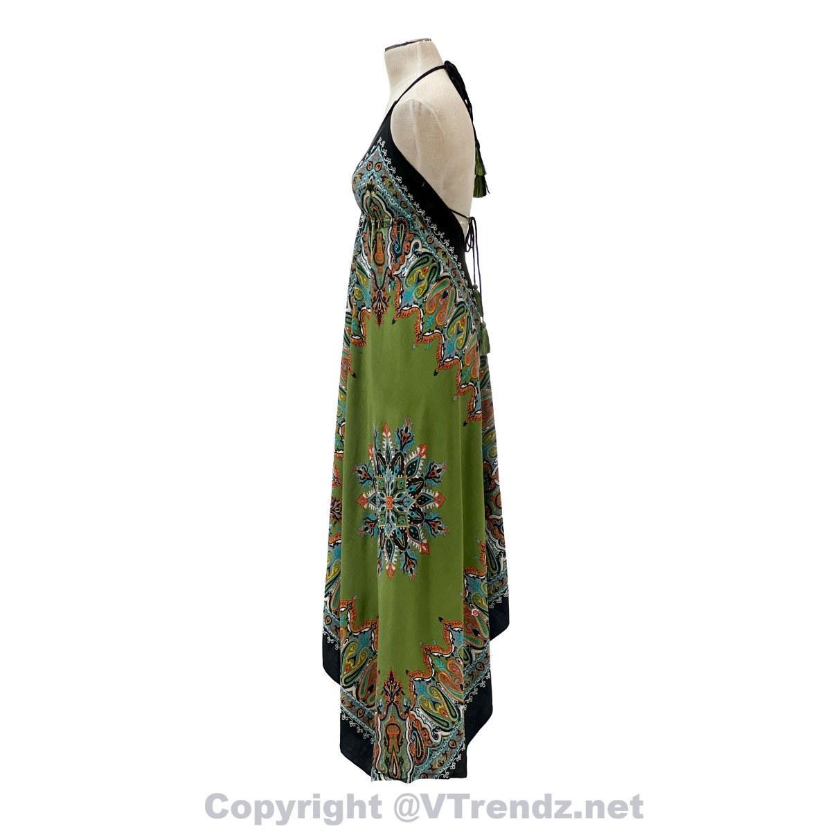 Jamawar Scarf Dress Dori with Halter Neck & Back Ties - Image 13