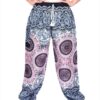 Blue & Mauve Geometric Mandala Drawstring Thai Harem Pants VTrendz