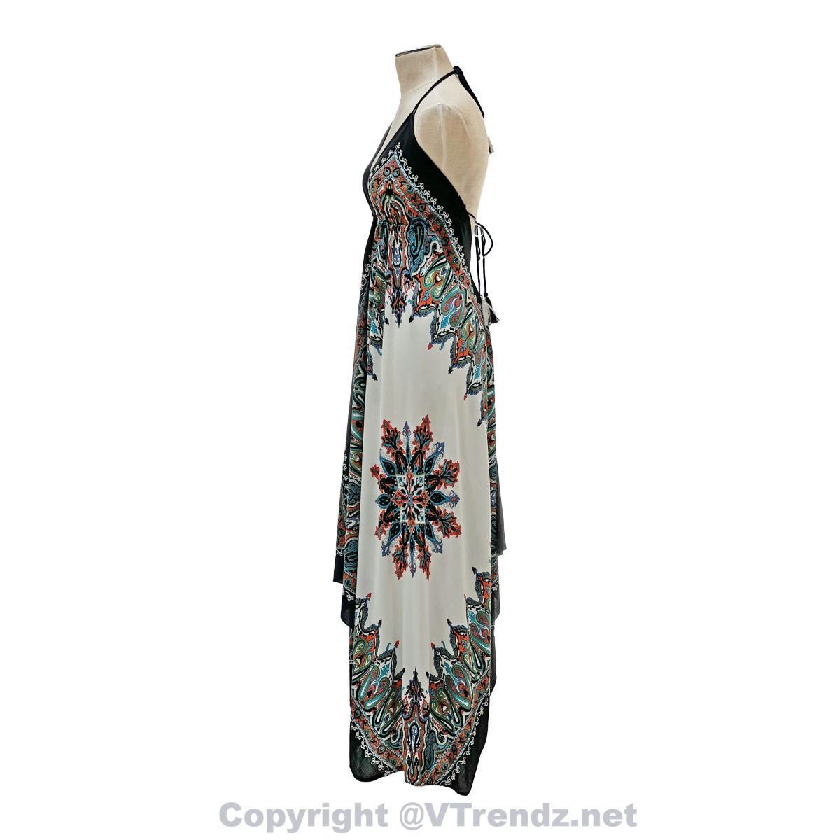 Jamawar Scarf Dress Dori with Halter Neck & Back Ties - Image 40
