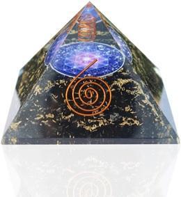 Black Tourmaline with Flower of Life & Kundalini Symbol Orgonite Pyramid 3*3*3 inch