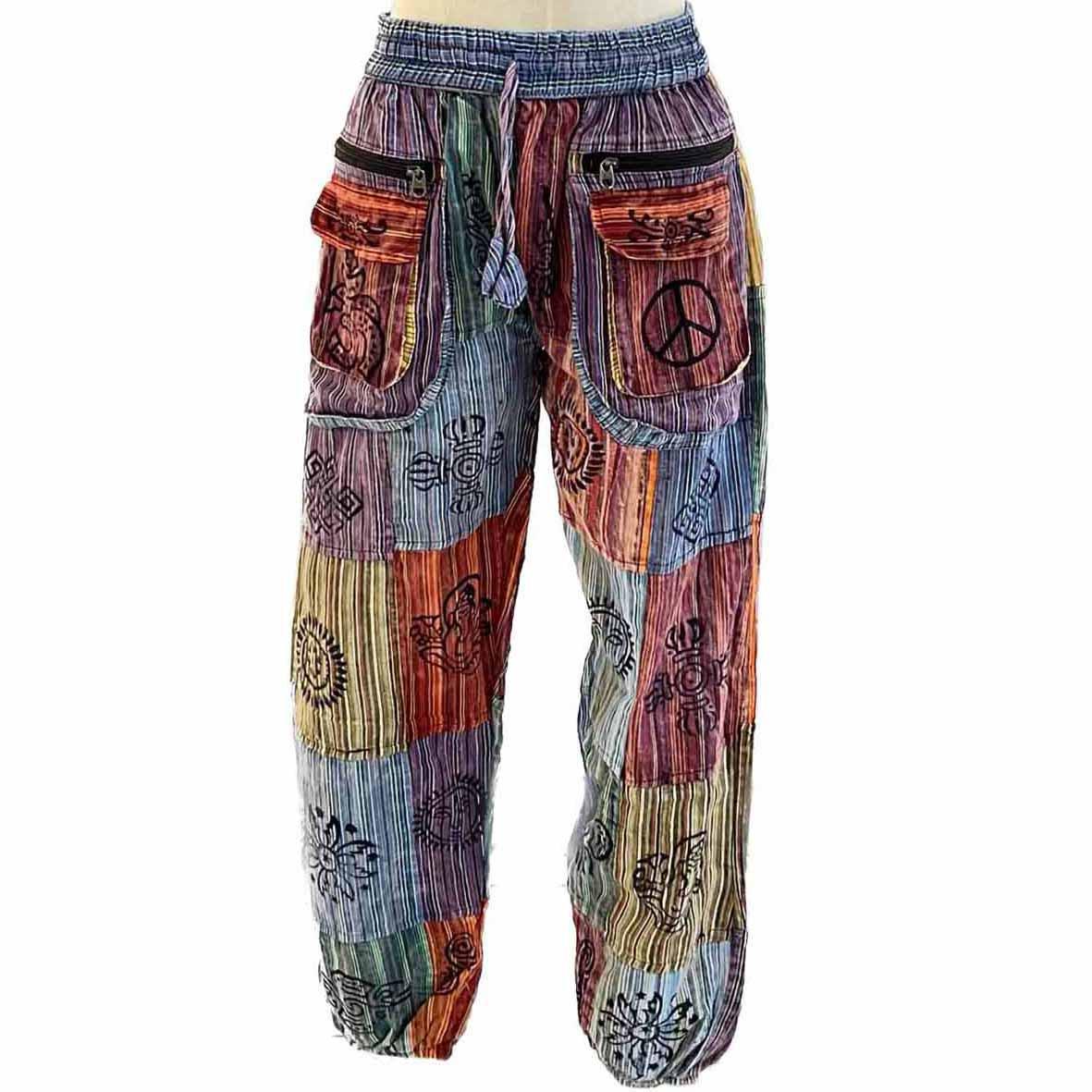 Striped Patch Boho Pants