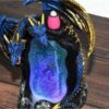 Dragons with Crystal Cave and LED Light Ceramic Backflow Incense Holder Waterfall Incense Burner, Reflux Burner, Handmade Ceramic, Home Décor for Meditation, Mini-Zen Experience Size: 12.5*9*17 cm - Image 5