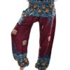 Maroon & Teal Smocked Elephant Mandala Harem Pants VTrendz