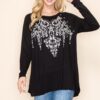 20492L-Top,  LONG SLEEVE SWING FLARE HEM TOP With Rhinestone and Grommets by Vocal - Image 6