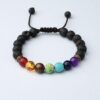 Lava Stone 7-Chakra Adjustable Bracelet: Volcanic Grounding & Kinetic Alignment VTrendz