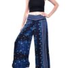 Blue Peacock Feather Open Leg Thai Palazzo Pants VTrendz