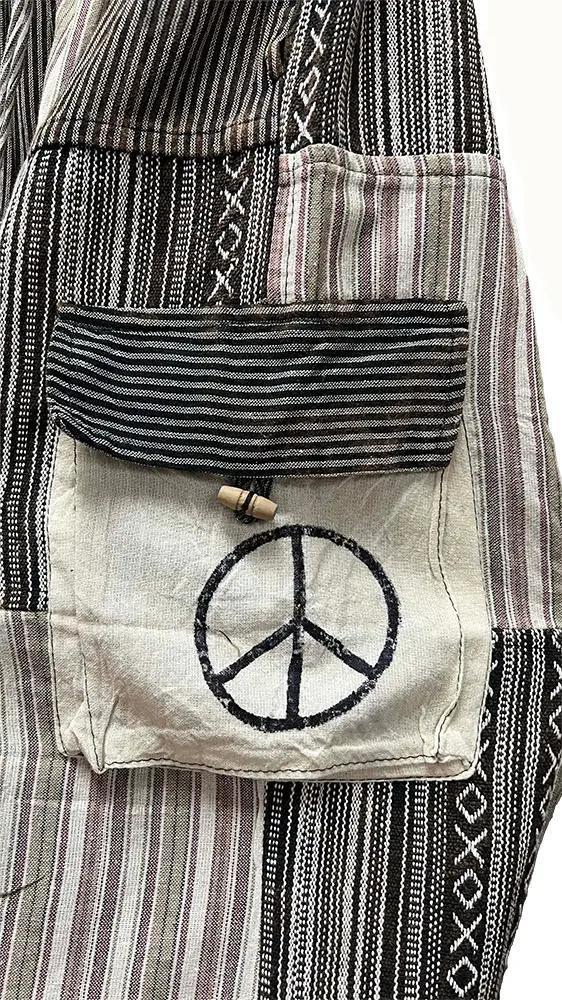 Black & White Cosmic Sign Patchwork Open Bottom Pants - Image 4