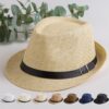 Men Cowboy Straw Hat with Black Leather Strap For Men/Women Unisex Attractive Hat with Leather Strap;  Adult One Size Fits Most (22-23 inches), adjustable size