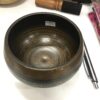 9 - 9.5 cm / 3.5" Tibetan Antique Brass Dark Color Singing Chakra Meditative sound Bowl with Mantra Design for Meditation, Relaxation & Healing with Wooden Mallet Round Bottom