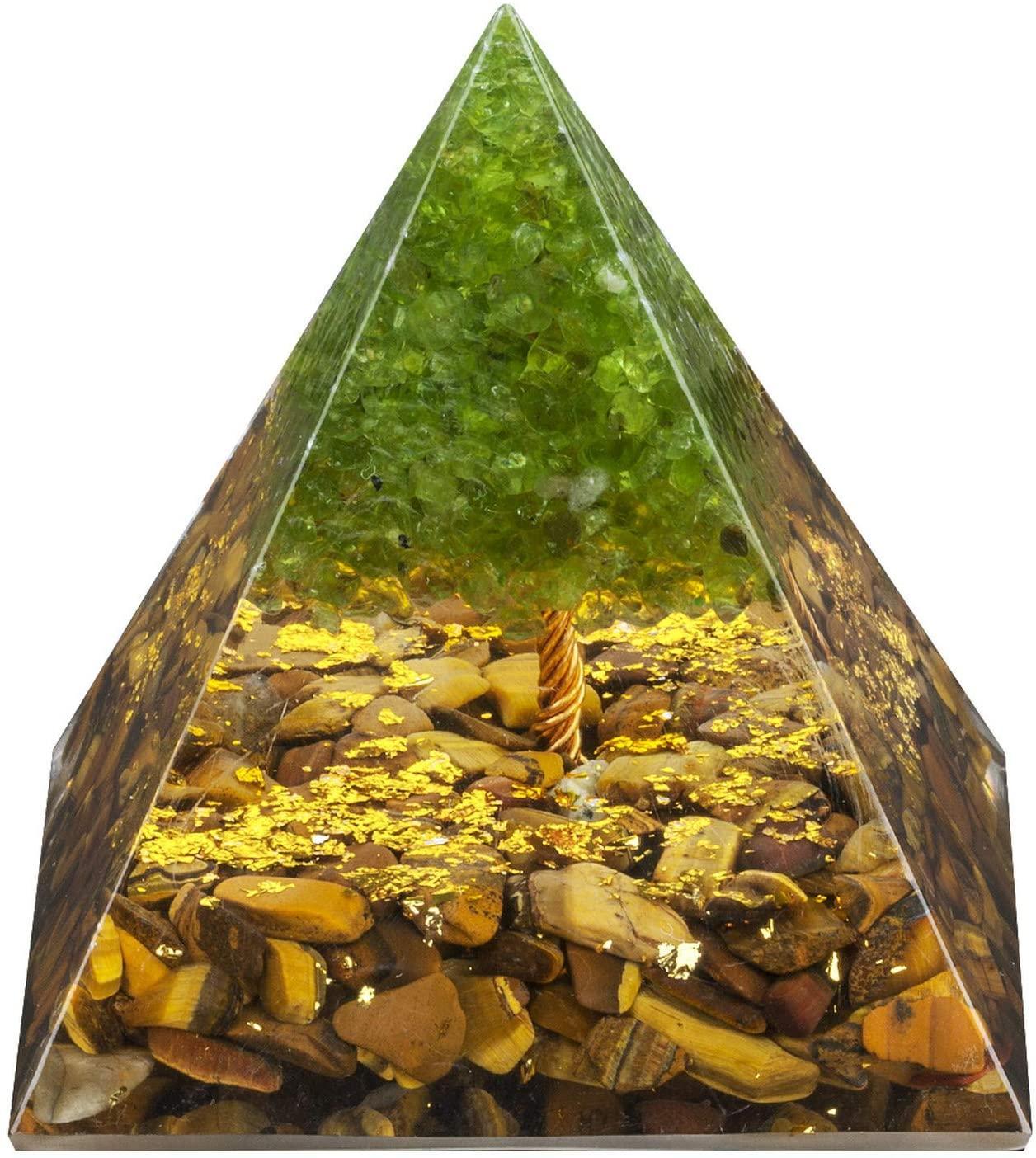 Tiger Eye with Tree of Life Orgonite Pyramid 3*3*4 inch