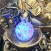 Golden Lucky Buddha Fountain with Crystal Ball & LED Antique Resin Tabletop Waterfall Fountain 21 cm*21 cm*28 cm VTrendz