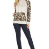 Solid Grey & Army Print Hood Top - Image 3