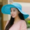 Wide Eaves-brimmed Bucket Foldable Ladies Trendy Summer Straw Woven Panama Sunshade Woven Beach Hat;  Adult One Size Fits Most (22-23 inches), adjustable size - Image 4