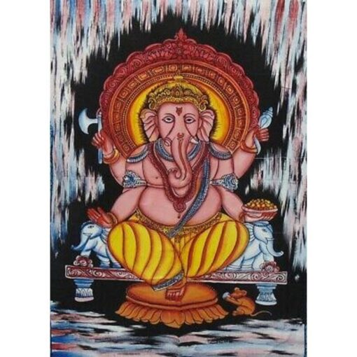 Ganesha Poster Wall Hanging Handmade Cotton Tapestry 40"x30" inch