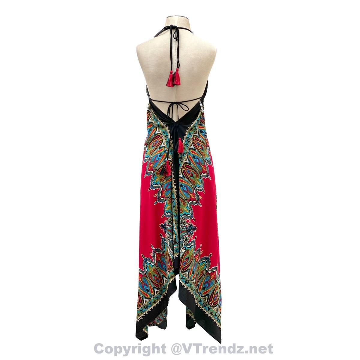Jamawar Scarf Dress Dori with Halter Neck & Back Ties - Image 5