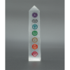 Selenite 7-Chakra Engraved Tower: Celestial Alignment & Luminous Energy Clearing (4 inch) VTrendz