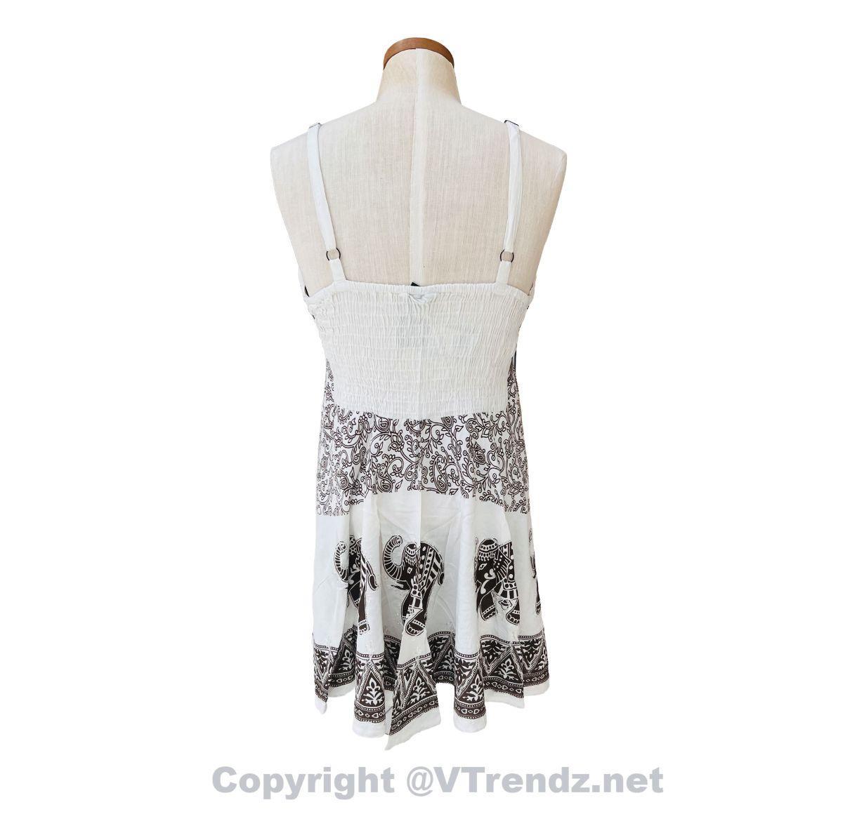 Batik Printed Short Scarf Dress with Adjustable Straps and Stretchable Back - Image 25