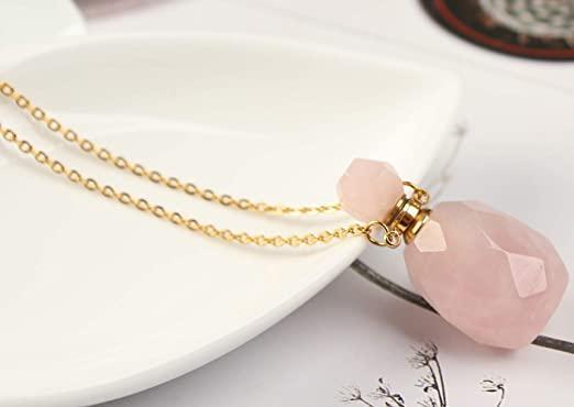 Rose Quartz Bottle Pendant Necklace for Positivity and Balancing Energy - Image 4