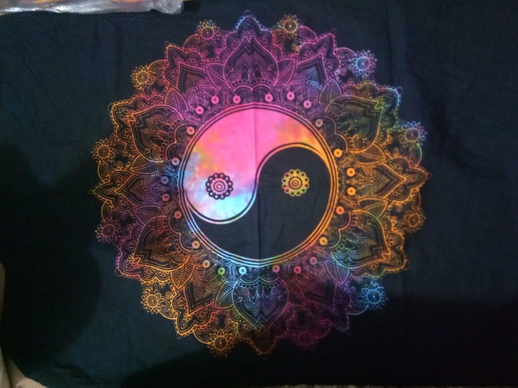 Yin Yang Flower Tiedye Poster Wall Hanging Handmade Cotton Tapestry 40" x 30" inch