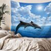 Dolphin Tapestry, Wall Hanging, Table Cover, Dolphin wall Decor home décor 150*130 cm VTrendz