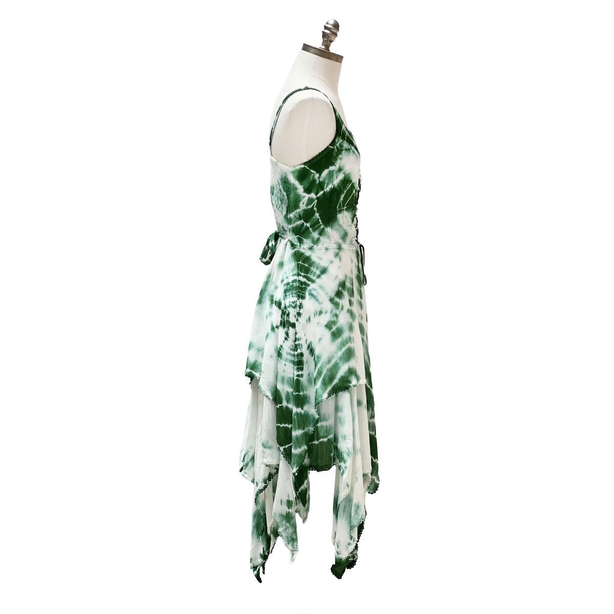 2 Layer Tie Dye Handkerchief Dress with Front Corset & Adjustable Straps - Image 16
