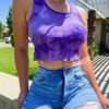 TieDye Crop Top Tie Dye Print Tank Top/Cami Top/ O-neck Tank Top Sleeveless Top VTrendz