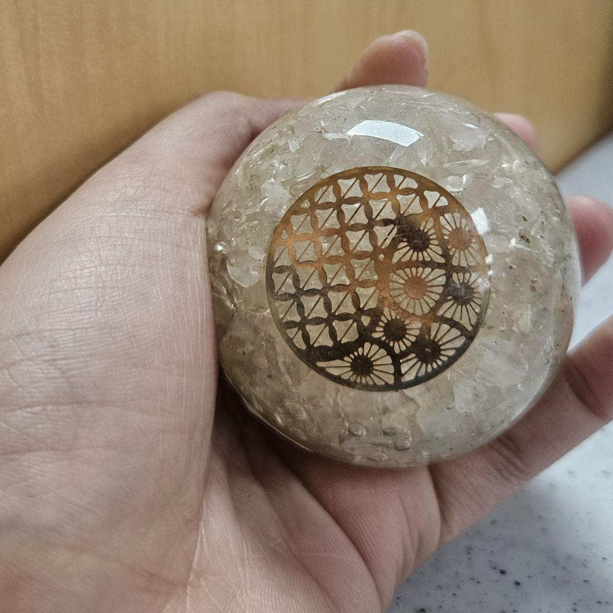 Orgone Clear Quartz Sphere – Artifact of Pure Amplification & Divine Light – 2" - Image 2