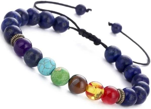 Lapis Lazuli 7-Chakra Adjustable Macrame Bracelet: Sovereign Truth & Kinetic Alignment - Image 2