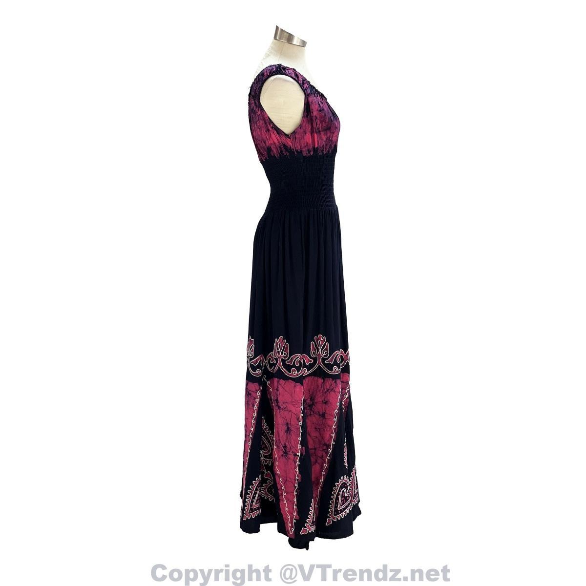 Long 8-Kali Embroidered Maxi Dress with Stretch Sleeves - Image 37