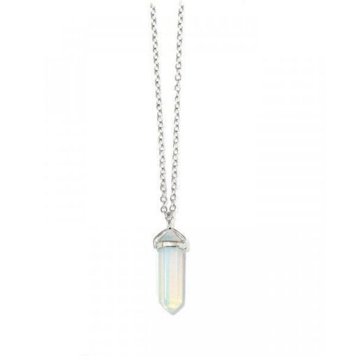 Opalite Bullet Shaped Pendant Necklace for Relaxation, Positivity, and Balancing Energy