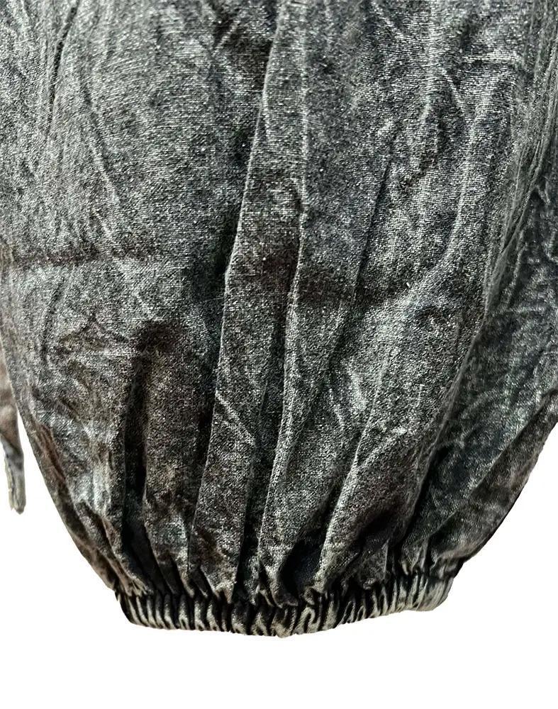 Mineral Washed Black Knee Patch Elastic Bottom Pants - Image 3