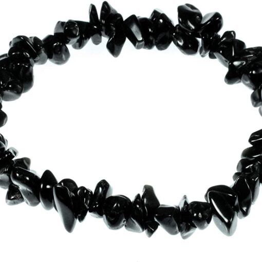 Natural Black Obsidian Chips Bracelet: The Shadowguard Shield