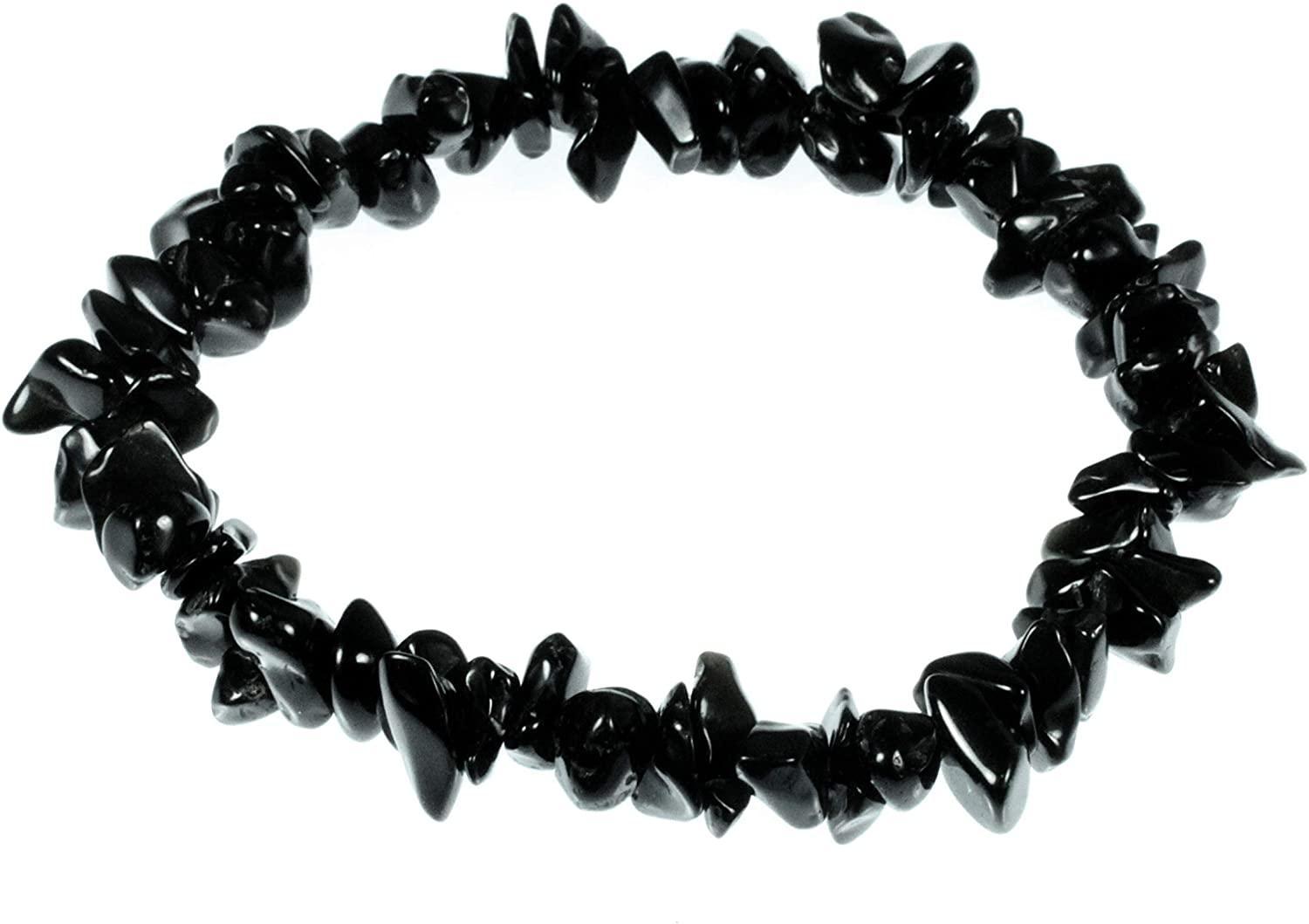 Natural Black Obsidian Chips Bracelet: The Shadowguard Shield