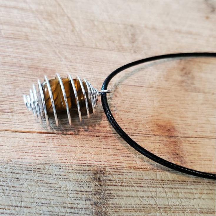 Cage with Tiger Eye Pendant Necklace Natural Crystals For Energy Balancing, Meditation, Reiki, Healing Approx. 2cm Pendant - Image 2