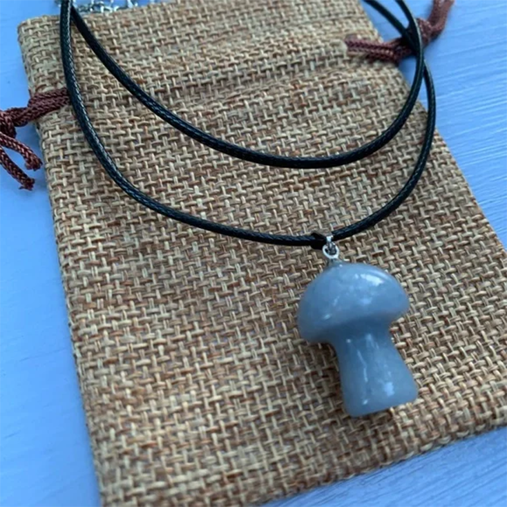 Blue Aventurine Mushroom Carved Pendant Necklace Natural Crystals For Energy Balancing, Meditation, Reiki, Healing Approx. 2cm Pendant