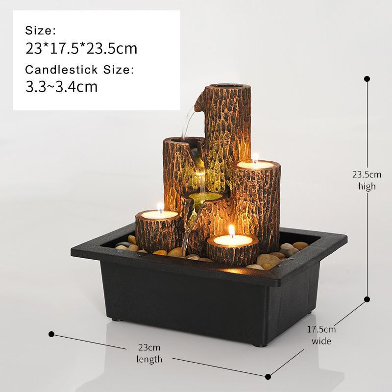 5 Pillars with LED Candles option Antique Resin Tabletop Waterfall Fountain 23*17.5*23 cm - Image 4