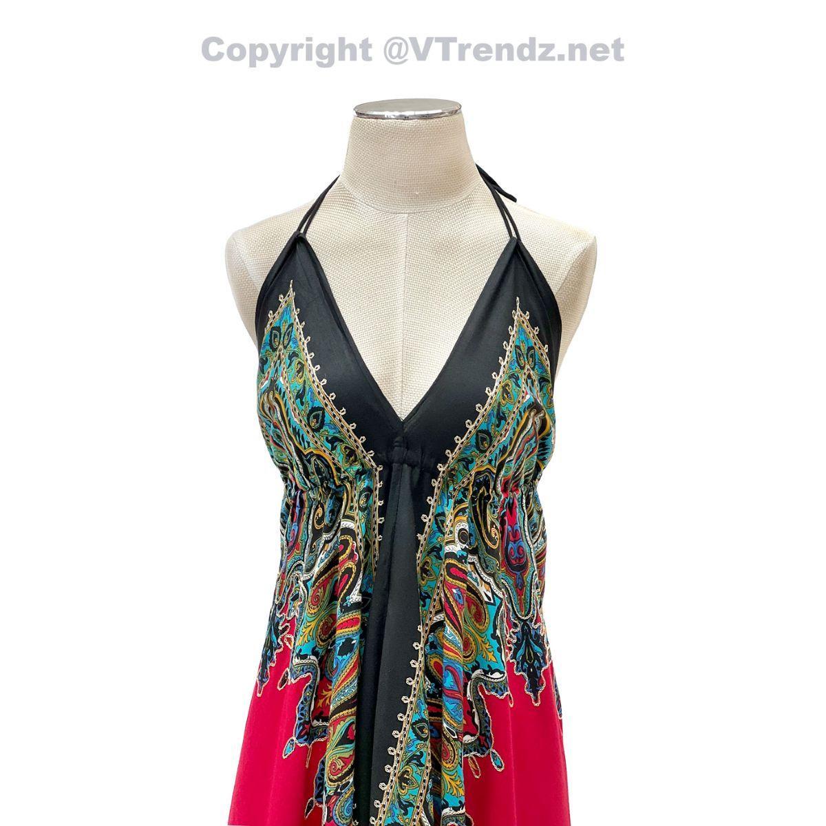 Jamawar Scarf Dress Dori with Halter Neck & Back Ties - Image 2