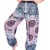Blue & Mauve Geometric Mandala Drawstring Thai Harem Pants VTrendz