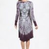 Vocal Purple / Grey Special Dyed V-Neck Long Sleeves Hi-Lo Dress With Print And Stone - Image 3