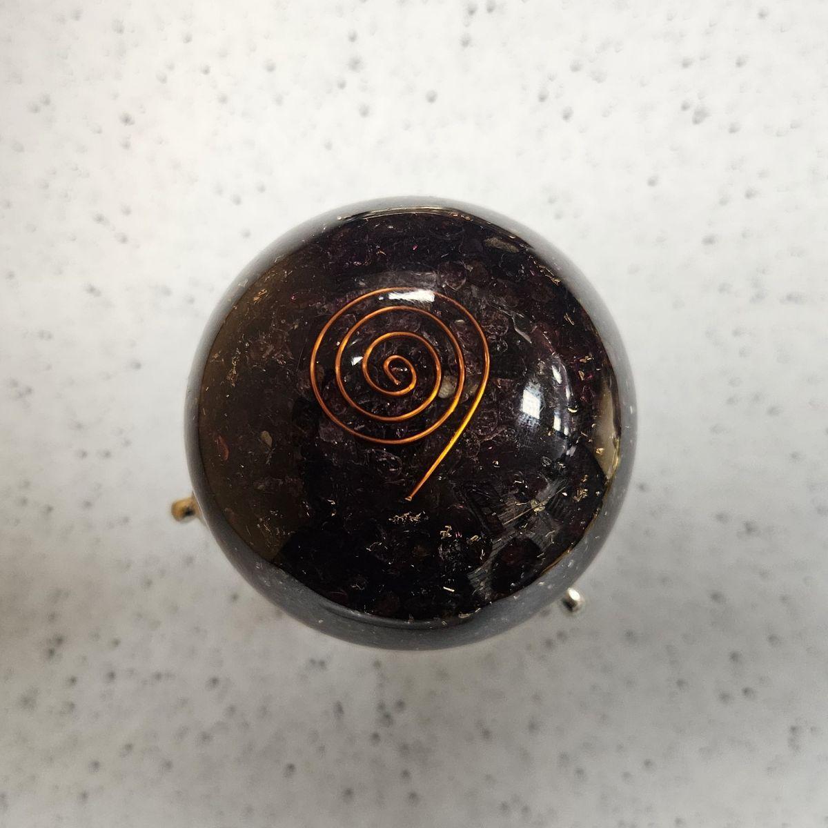 Garnet Matrix Orgone Sphere – Artifact of Passion & Primal Vitality – 2.5" - Image 4
