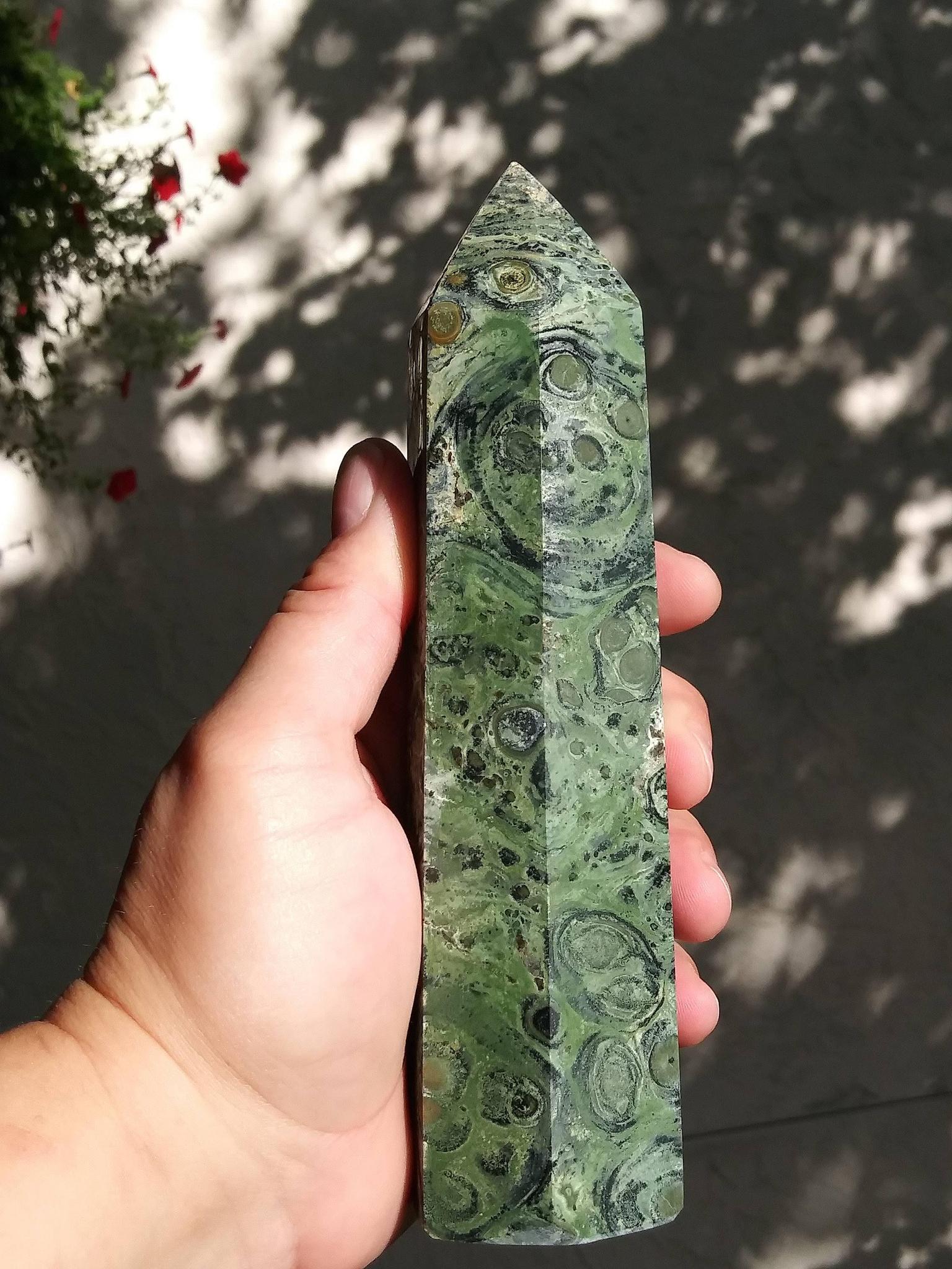 Kambaba Jasper Obelisk Tower: Jumbo Healing Wand for Ancient Grounding & Peace - Image 2