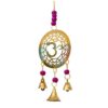 Om Windchime for Crown Chakra with Purple Beads Brass Windchime 11" Inch - Image 3