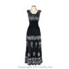 Long 8-Kali Embroidered Maxi Dress with Stretch Sleeves VTrendz