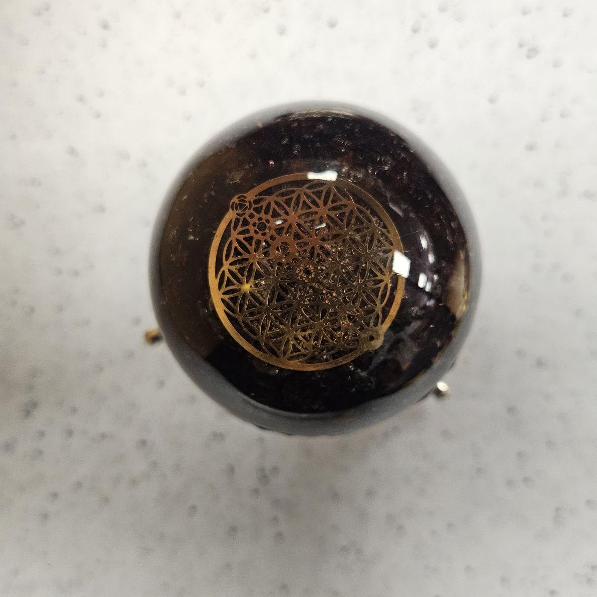 Garnet Matrix Orgone Sphere – Artifact of Passion & Primal Vitality – 2.5" - Image 6