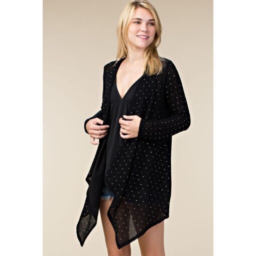 Stylish Black Rhinestone Bling Cardigan by Vocal