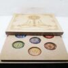 7 Chakra set engraved Round Gemstone in Wooden Box - Image 2