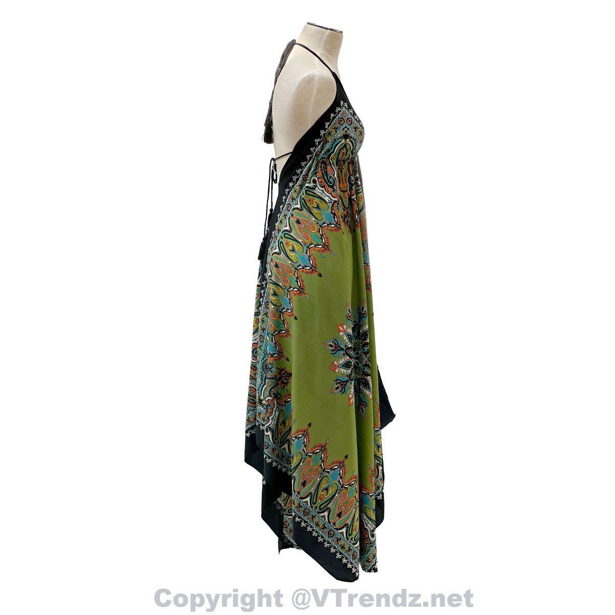 Jamawar Scarf Dress Dori with Halter Neck & Back Ties - Image 11