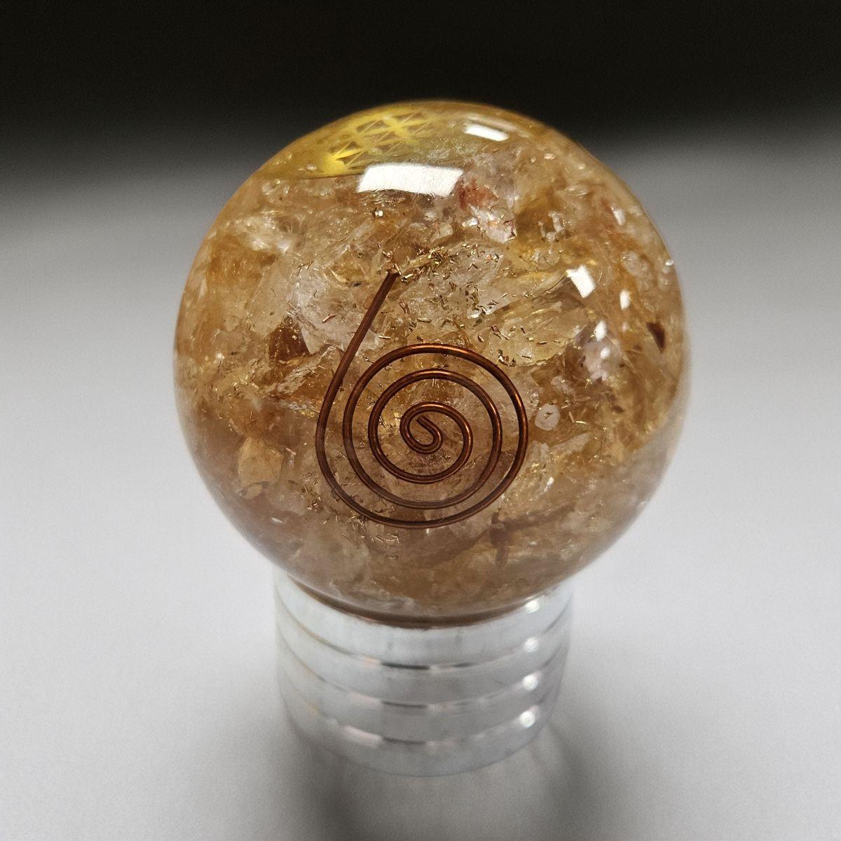 Citrine Orgone Sphere – Artifact of Solar Abundance & Manifestation – 2.5" - Image 3