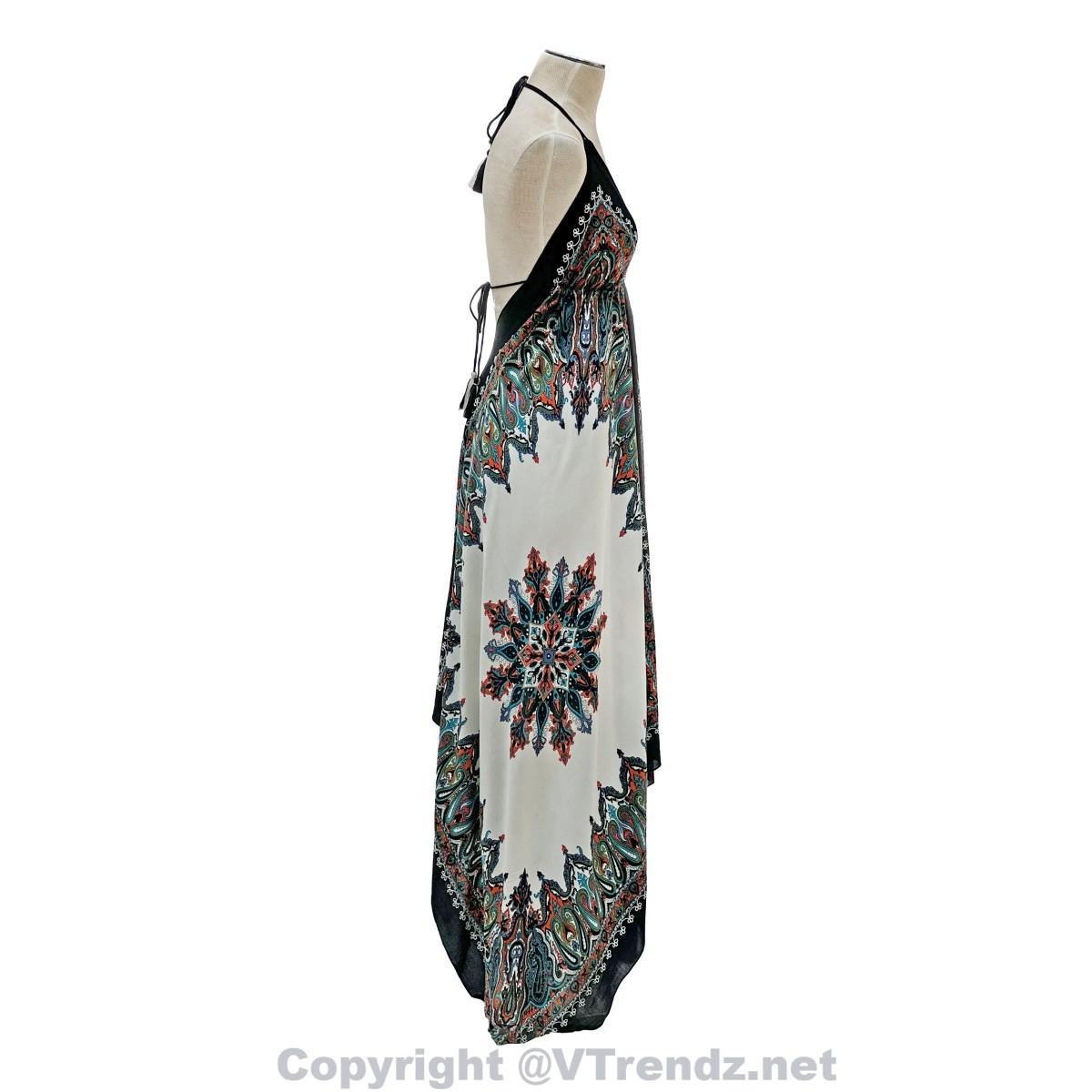 Jamawar Scarf Dress Dori with Halter Neck & Back Ties - Image 38
