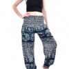 Dark Grey Elephant Print Smocked Thai Harem Pants VTrendz